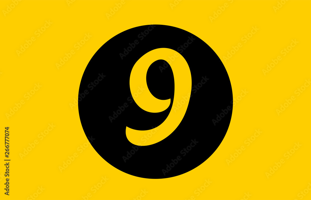 yellow number 9 logo icon design with black circle yellow number 9 logo icon design with black circle