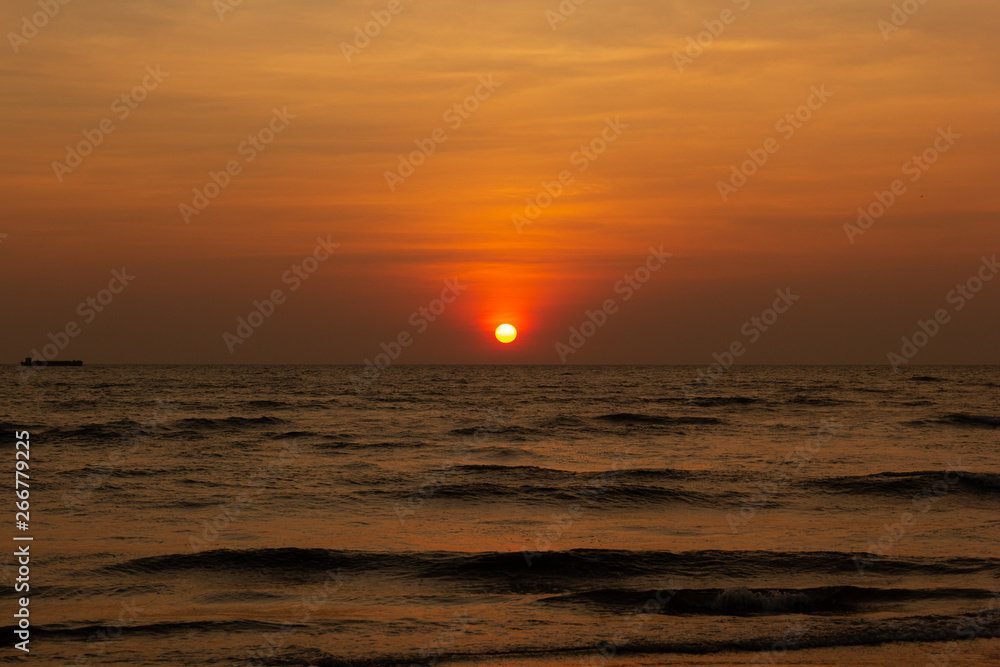 Landscape magnificent sunset on the ocean