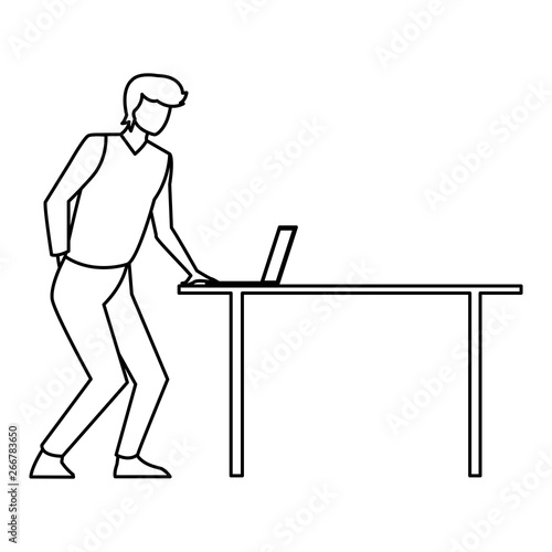 elegant businessman with laptop in desk office