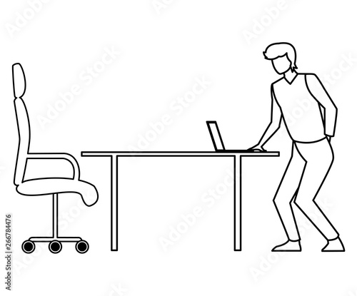 elegant businessman with laptop in desk office