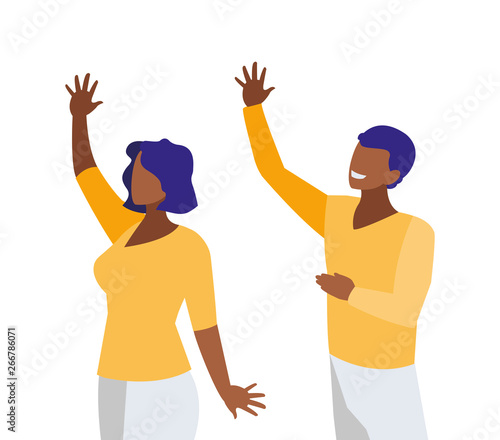 afro business couple avatars characters