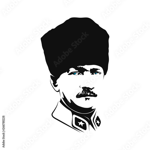 Illustration of Mustafa Kemal Ataturk portrait, vector