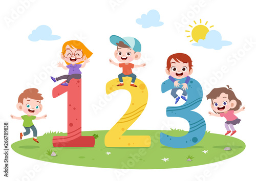 kids play number vector illustration