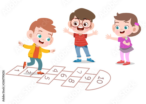 kids playing together vector illustration isolated