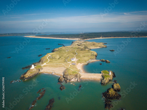 Llanddwyn Island Bay Anglesey Wales Great Britain Aerial View