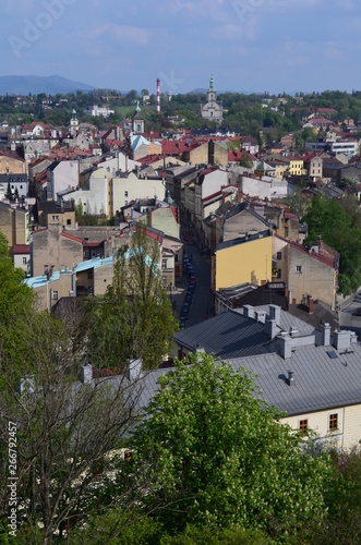Widok centrum Cieszyna z lotu ptaka/Aerial view of Cieszyn downtown, Silesia,...