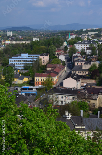 Widok centrum Cieszyna z lotu ptaka/Aerial view of Cieszyn downtown, Silesia, Poland