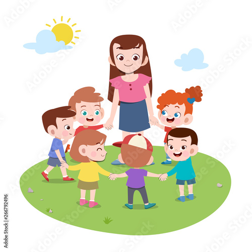 teacher with student vector illustration isolated