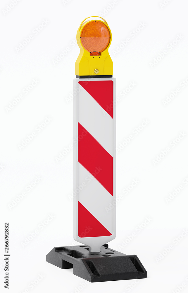 Warnbake einzeln mit Leuchte und Fußplatte - freigestellt