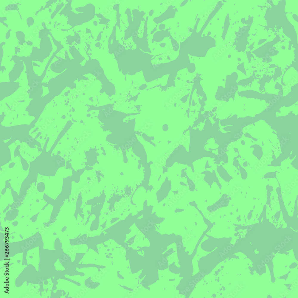 Green abstract color paint splashes seamless pattern