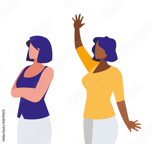 elegant interracial businesswomen avatars characters