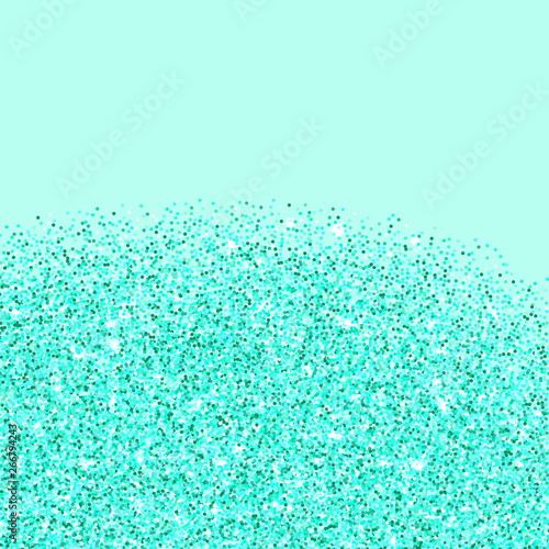 Turquoise glitter texture border over white background