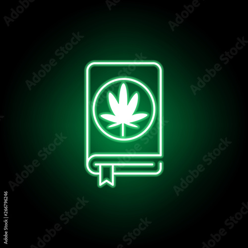 marijuana book outline icon in neon style. Can be used for web, logo, mobile app, UI, UX