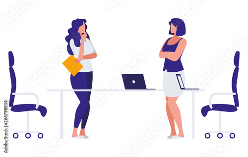 elegant businesswomen in the office scene