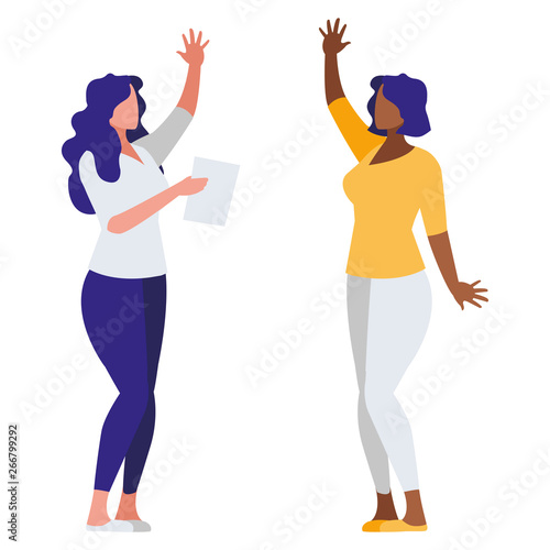 elegant interracial businesswomen avatars characters