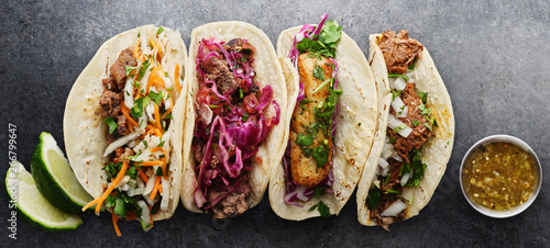 four mexican street tacos w...