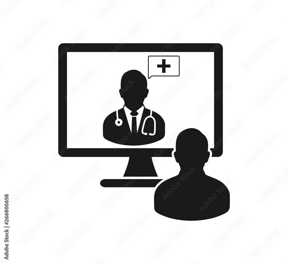 Online medical consultant icon. flat style vector EPS. Online medical consultant icon. flat style vector EPS.