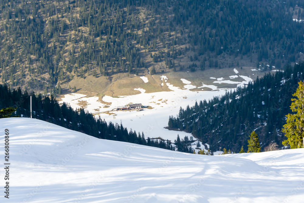 Ski slope in the Alps in winter