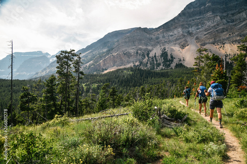 Wallpaper Mural Women Backpacking in Glacier National Park in Montana During Summer Torontodigital.ca