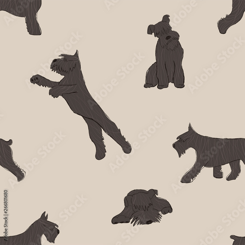 Seamless Pattern With Schnauzer Dog.
