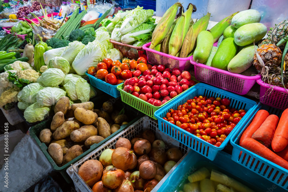 Fresh vegetables on a farmers market