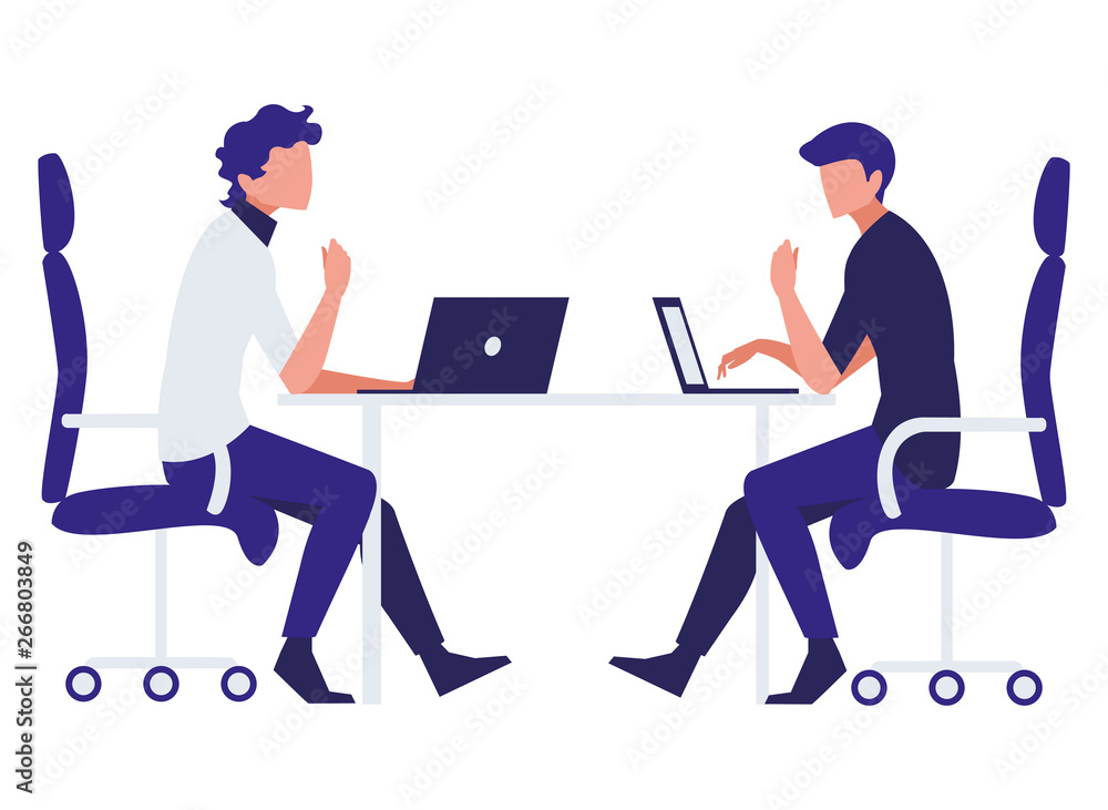 couple of businessmen seated in the office scene couple of businessmen seated in the office scene
