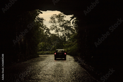 driving on road in autumn