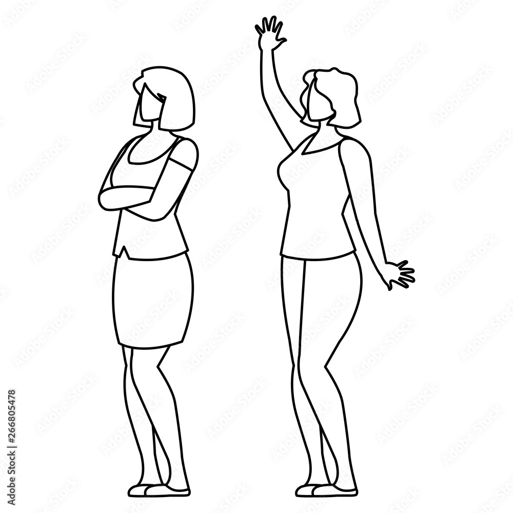 elegant businesswomen avatars characters