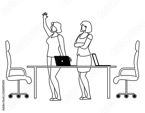 elegant businesswomen in the office scene