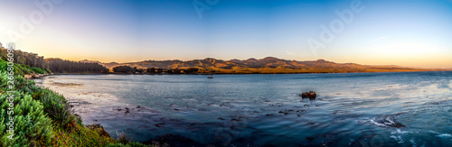 Panorama of Bay and coastline and mountains