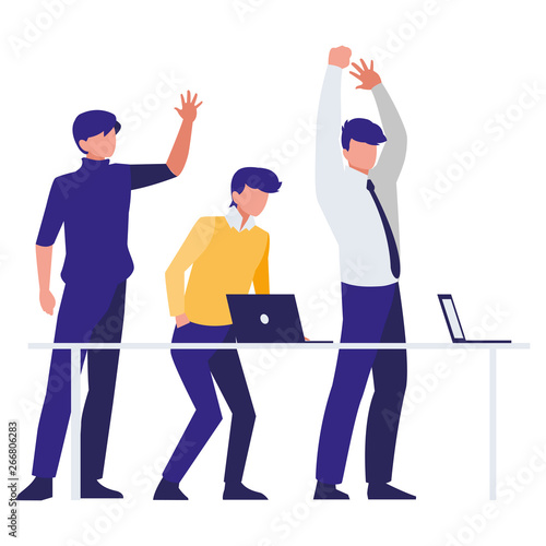 group of businessmen in the office scene