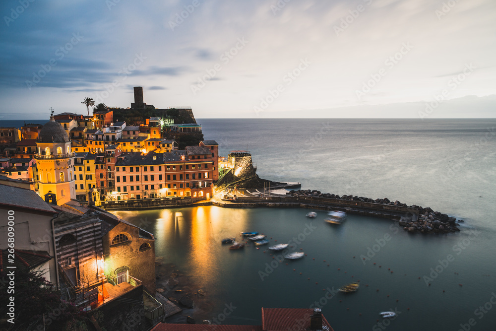 view of the vernazza at sunset