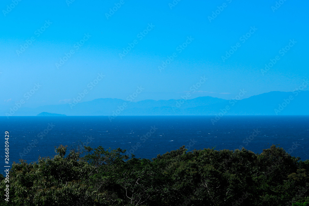 Blue landscape with mountains and sea Blue landscape with mountains and sea