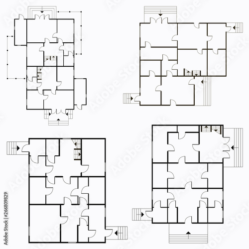 Architectural blueprint in top view background. Vector technical project background illustration