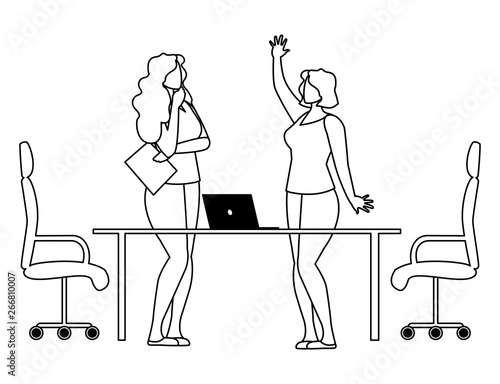 elegant businesswomen in the office scene
