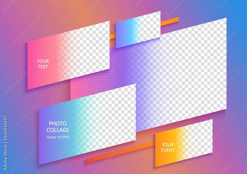 Template for photo collage or infographic in modern style. Frames for clipping masks are in the vector file. Template for a photo album Template for photo collage or infographic in modern style. Frames for clipping masks are in the vector file. Template for a photo album