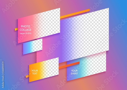 Template for photo collage or infographic in modern style. Frames for clipping masks are in the vector file. Template for a photo album	