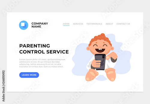 Parenting control web banner landing page graphic design concept illustration