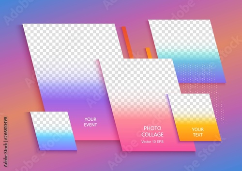 Template for photo collage or infographic in modern style. Frames for clipping masks are in the vector file. Template for a photo album	