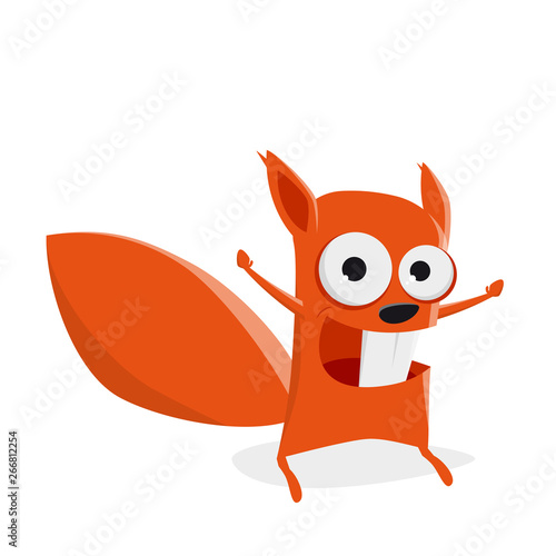 funny cartoon squirrel is feeling powerful