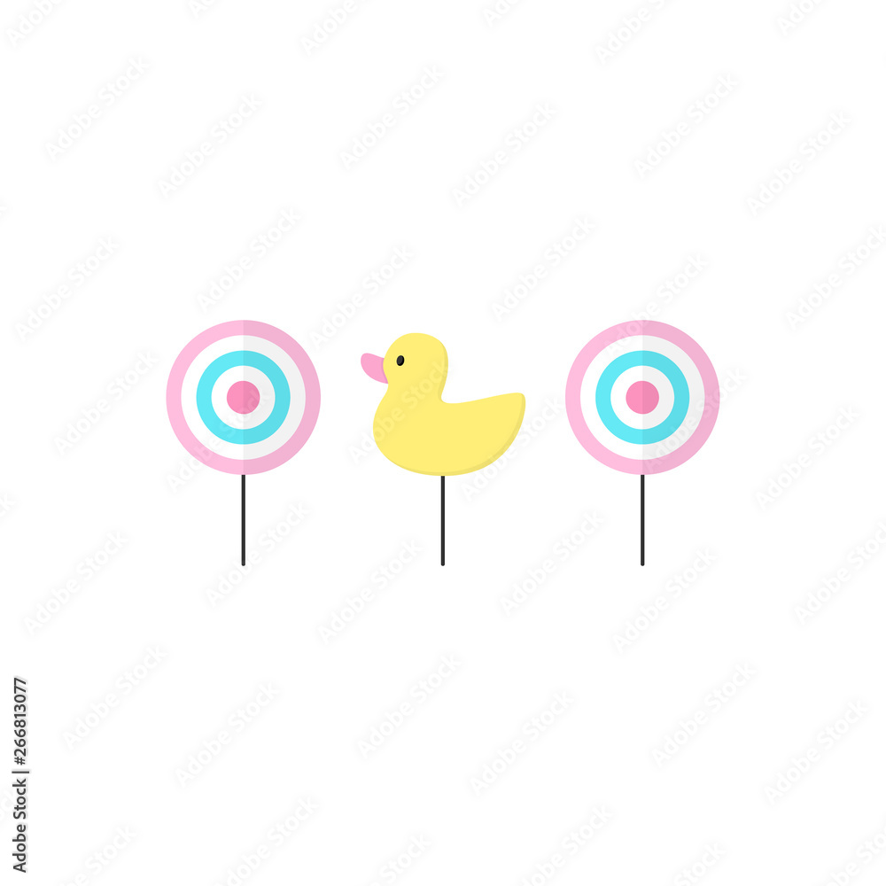 Cute shooting gallery vector graphic illustration icons. Classic targets  and duck. Isolated. Stock Vector | Adobe Stock