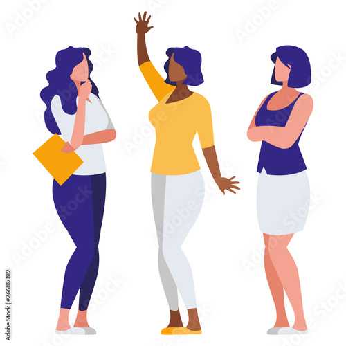 elegant interracial businesswomen avatars characters