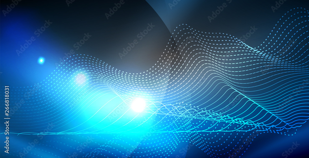 Glossy shiny glowing neon waves Glossy shiny glowing neon waves