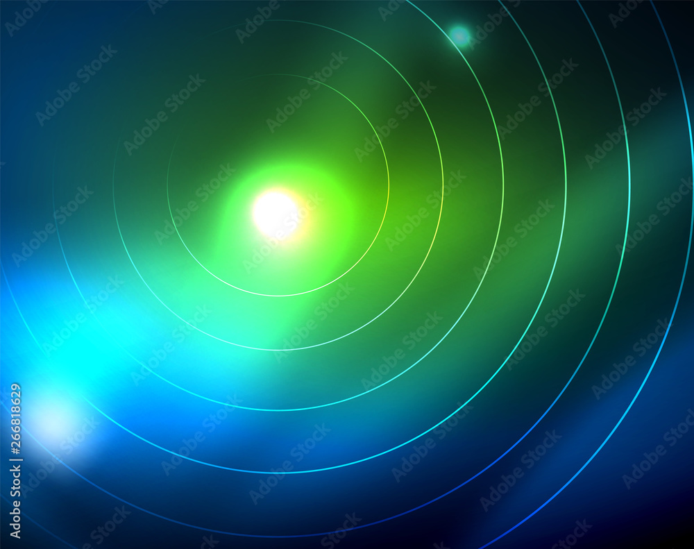 Blue neon circles, abstract circular lines. Glowing circle abstract pattern background Blue neon circles, abstract circular lines. Glowing circle abstract pattern background