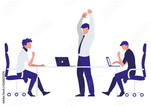 group of businessmen in the office scene