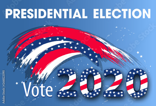 Colorful modern banner for United States of America Presidential Election. Vote 2020 USA dynamic design elements for a flyer, presentations, poster etc. Vector