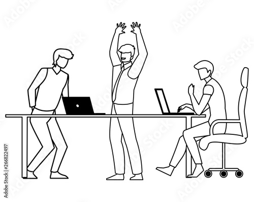 group of businessmen in the office scene