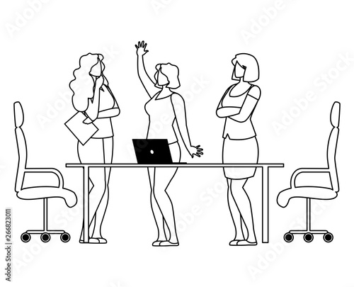 elegant businesswomen in the office scene