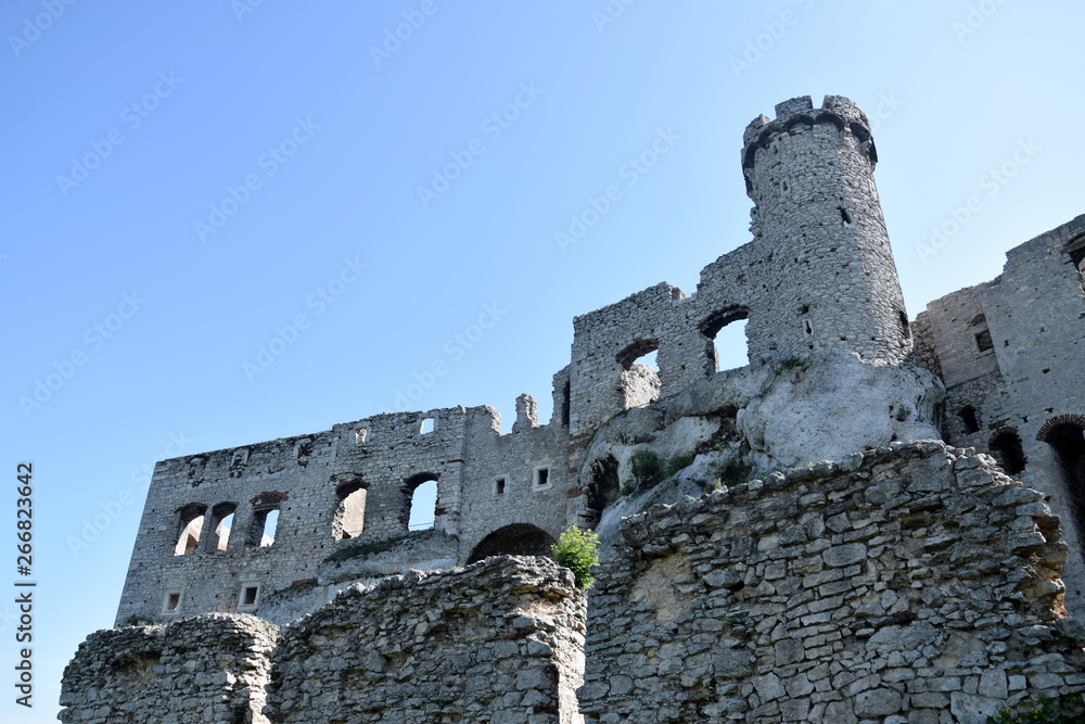 Ruins of Ogrodzieniec castle, "Trail of the Eagle's Nests", Poland. - obrazy, fototapety, plakaty 