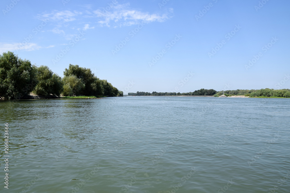 Landscape of Danube Delta. Danube - Sulina Branch. Sulina distributary channel. Romania.